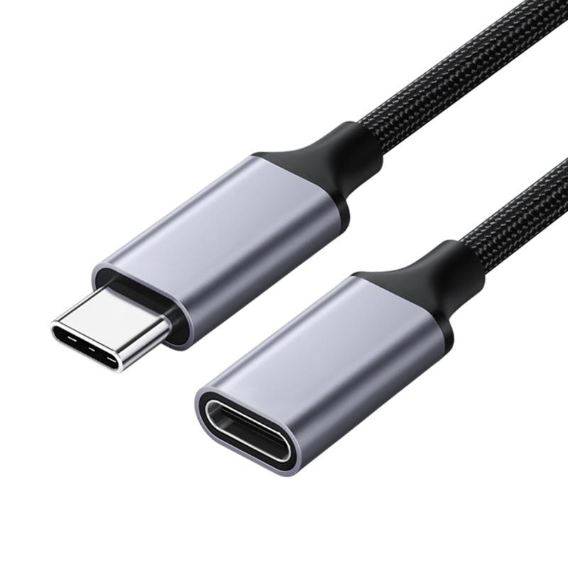 Braided Type C Extension Cable Male to Female Cord 100W Charging 4K Display Enhances Connection and Screen Mirroring