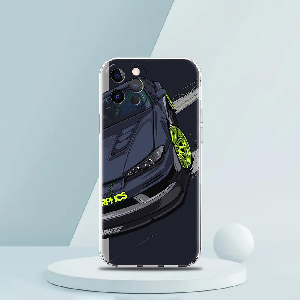 

JDM Sports Cars Male Men Case for iPhone 16 15 14 13 12 Pro Max Cover Transparent for iPhone 11 Pro Max 7 8 Plus XS XR Shell Bag for iPhone 16