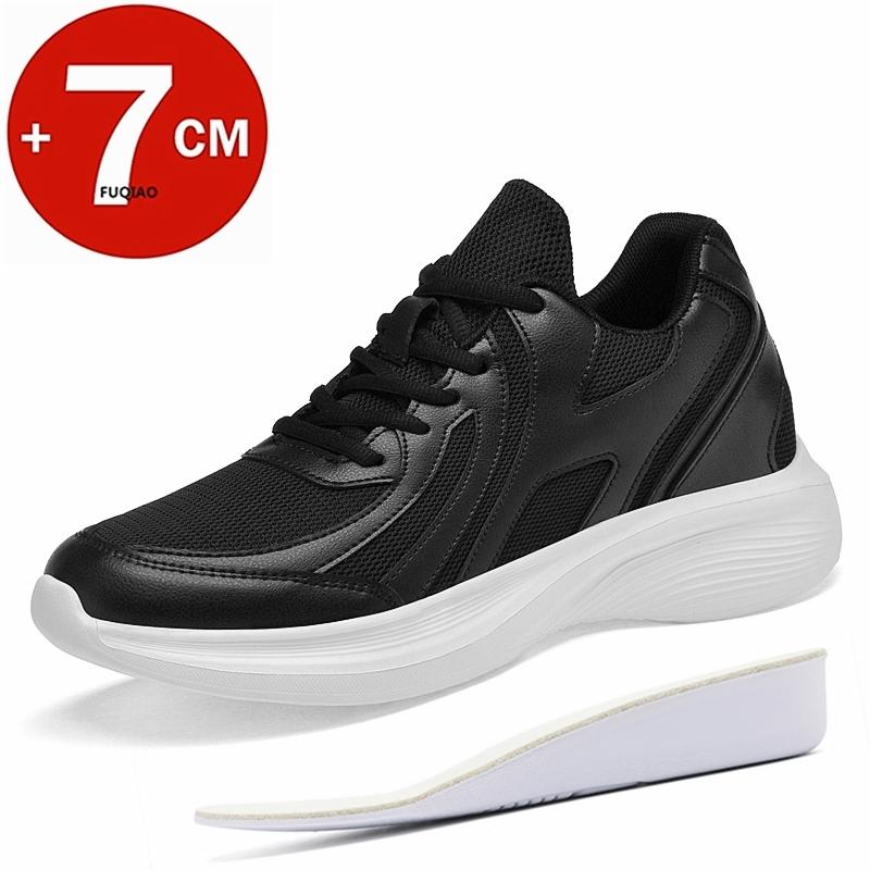 

Fashion Unisex Soft Casual Elevator Sneakers 7cm Height Increase Breathable Mesh Lightweight Comfortable Sports for Men Women 35 чёрный