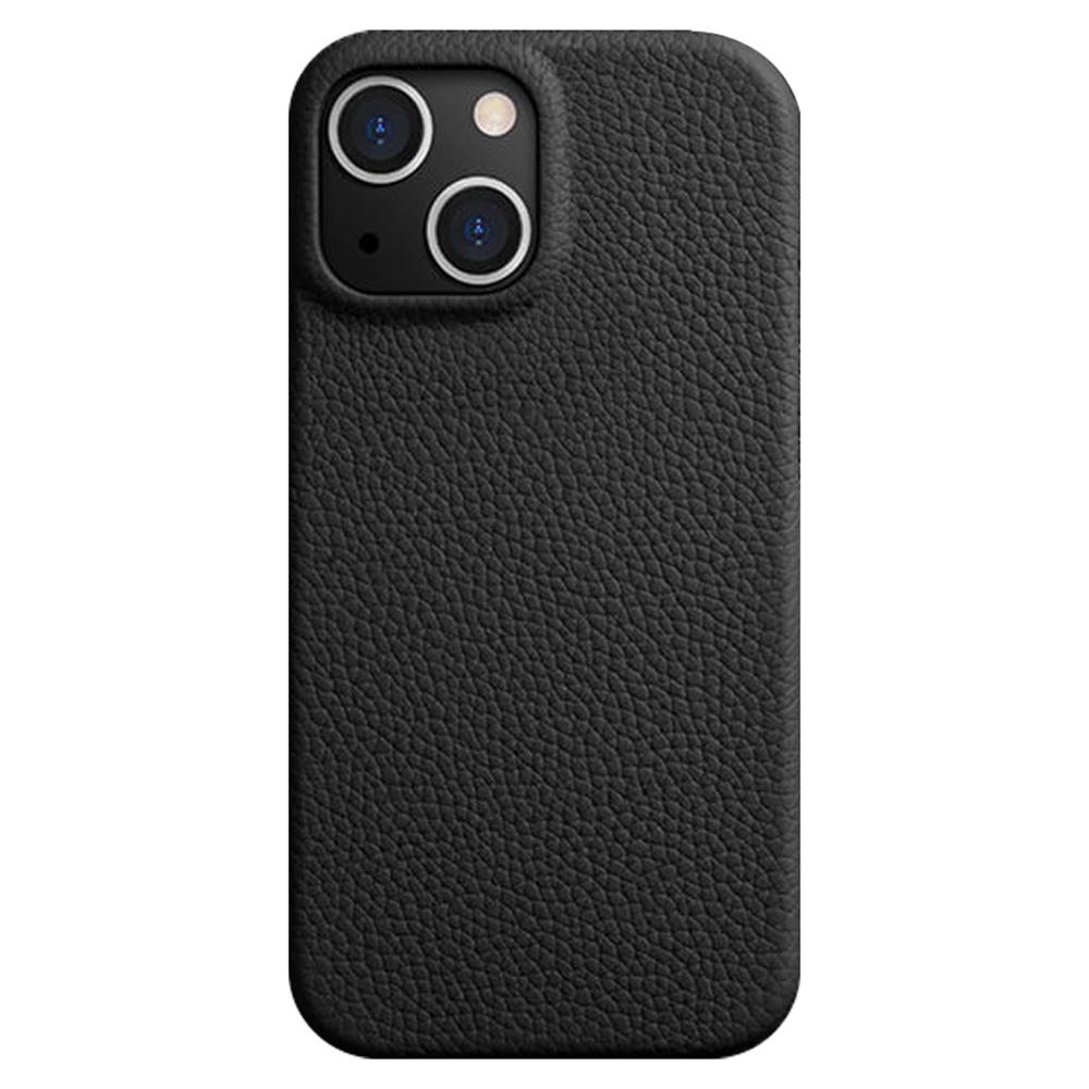 MELKCO For iPhone 14 Anti-drop Case Genuine Cow Leather+PC Phone Cover Compatible with MagSafe