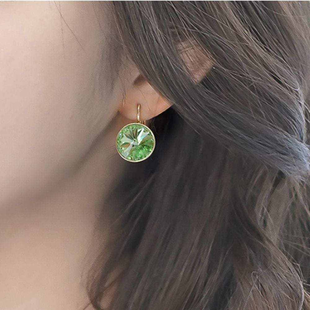 Austrian Crystal 14mm Circle Peridot Earrings