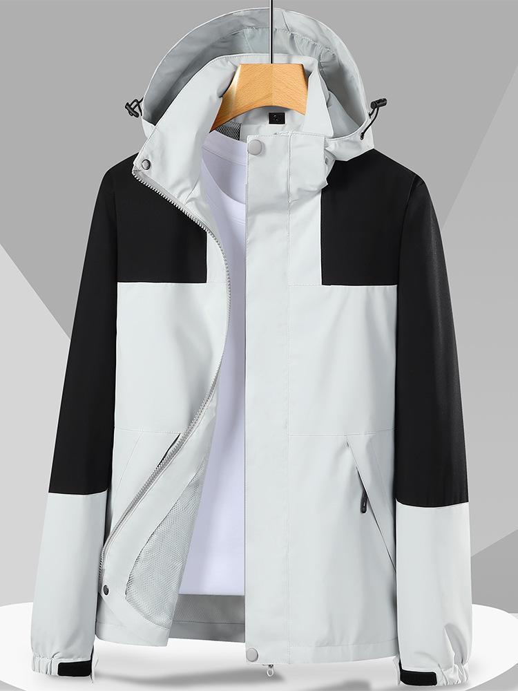 Autumn Waterproof Windproof Hooded Jacket - Unisex Color Block Thin Mountaineering Outerwear