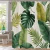 Tropical Leaves Shower Curtains Watercolour Green Palm Leaf Monstera Bath Curtain Black Polyester Home Bathroom Decor with Hooks