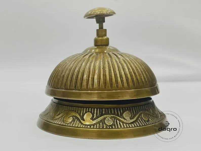 Embossed Brass Desk Bell - Vintage Style Reception Counter Bell
