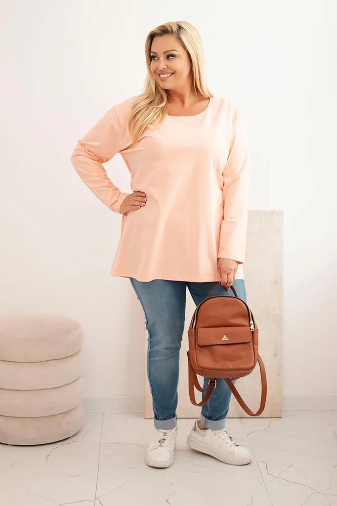 Bluzka Damska Plus Size Z Dekoltem W Łódkę Morelowa 2Xl/3Xl