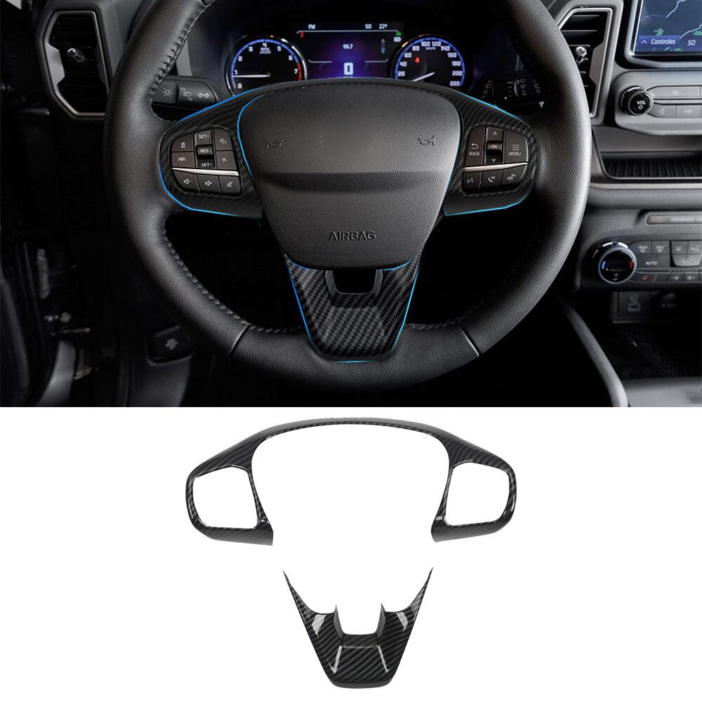 2pcs Steering Wheel Cover Trim Decor For Ford Bronco Sport -22 Carbon Fiber