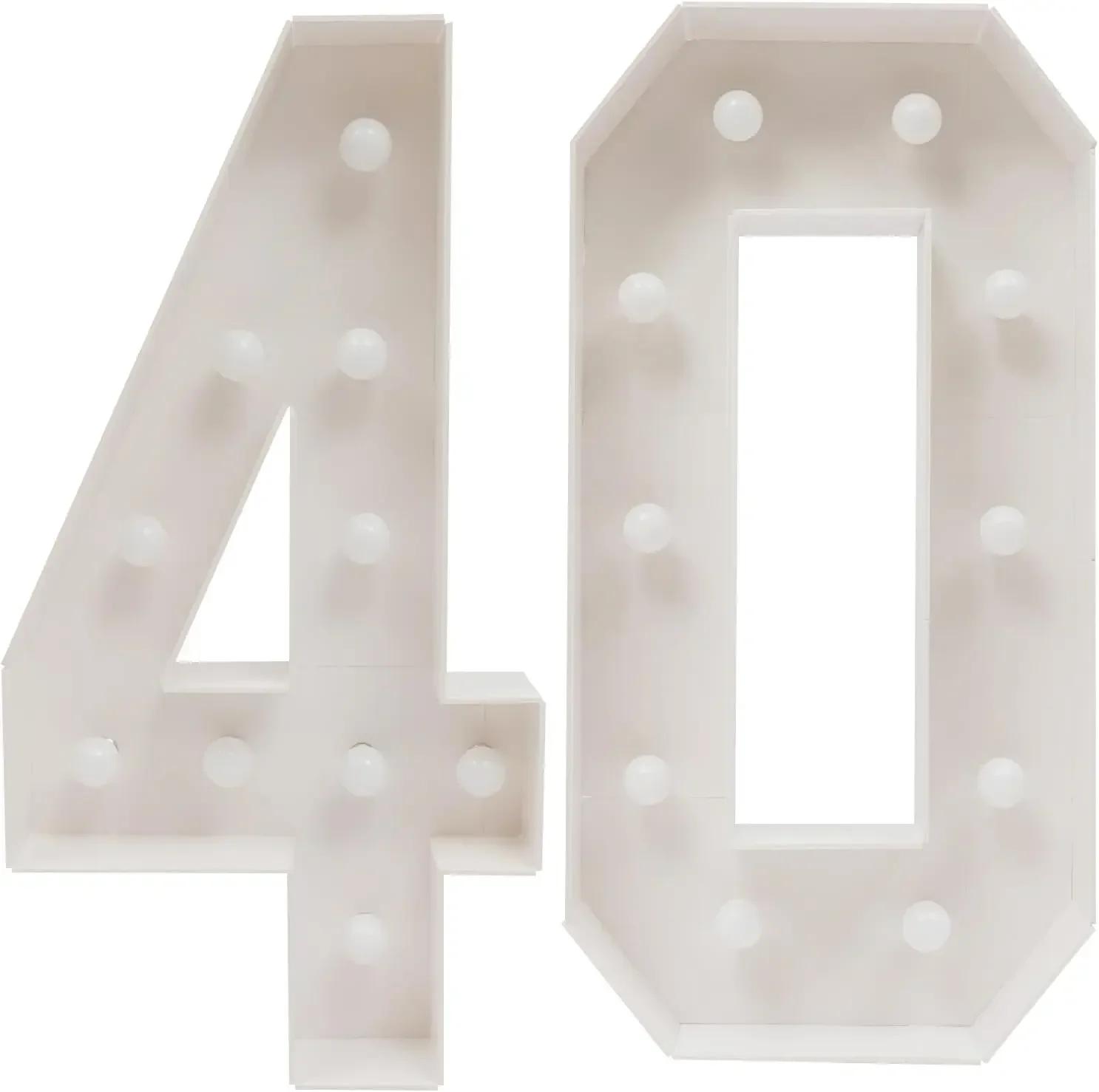 

Decorative LED Numbers 40, LED Number Lamp, 3D Birthday Decoration Lights, Light Up Numbers, for Birthday Party, Night Lights белый