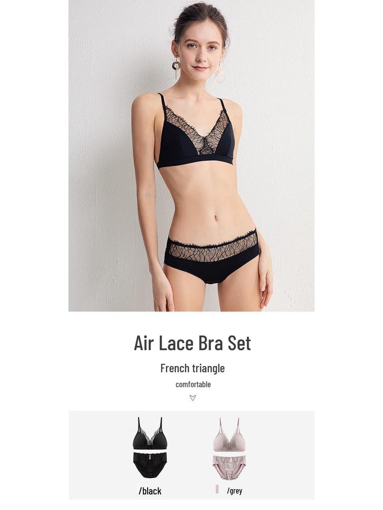 Tangge Women's French Silk Triangle Bra Set for Small Chests
