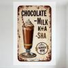 Vintage Metal Tin Sign Chocolate Milkshake Frappe with Whipped Cream Retro Wall Decor for Café Dessert Shop Man Cave Home Art