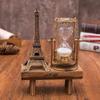 Retro Eiffel Tower Hourglass with Wooden Base - Modern Home Decor Ornament