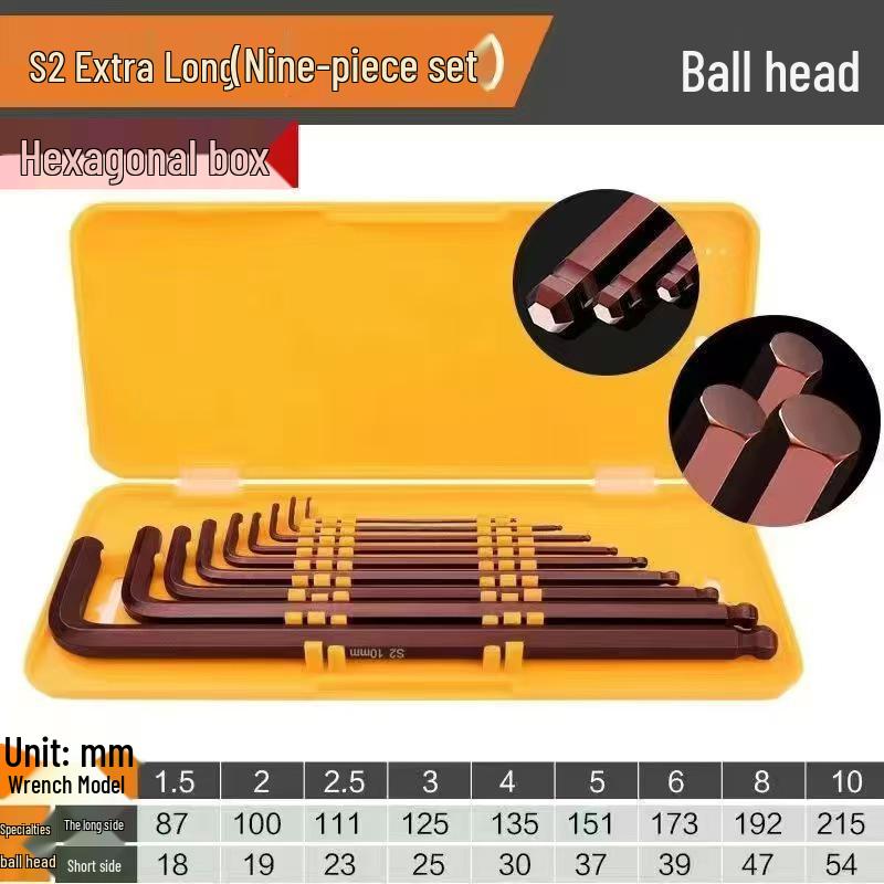 German Hexagonal High-Hardness 9-Piece Allen Wrench and Screwdriver Set