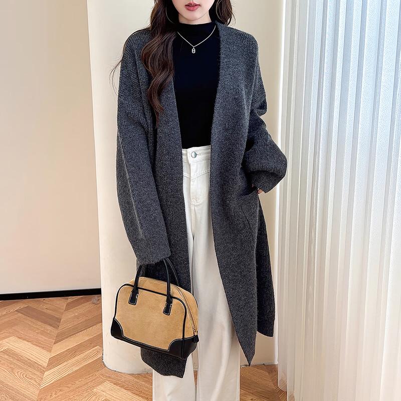 TonLion Women's Minimalist Mid-Length Knit Cardigan