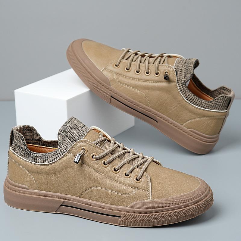 

Универсальная мужская обувь, обувь для доски, весенняя мужская повседневная кожаная обувь, мягкая кожа, мягкая подошва, дышащая обувь Doudou для мужчин 44 хаки