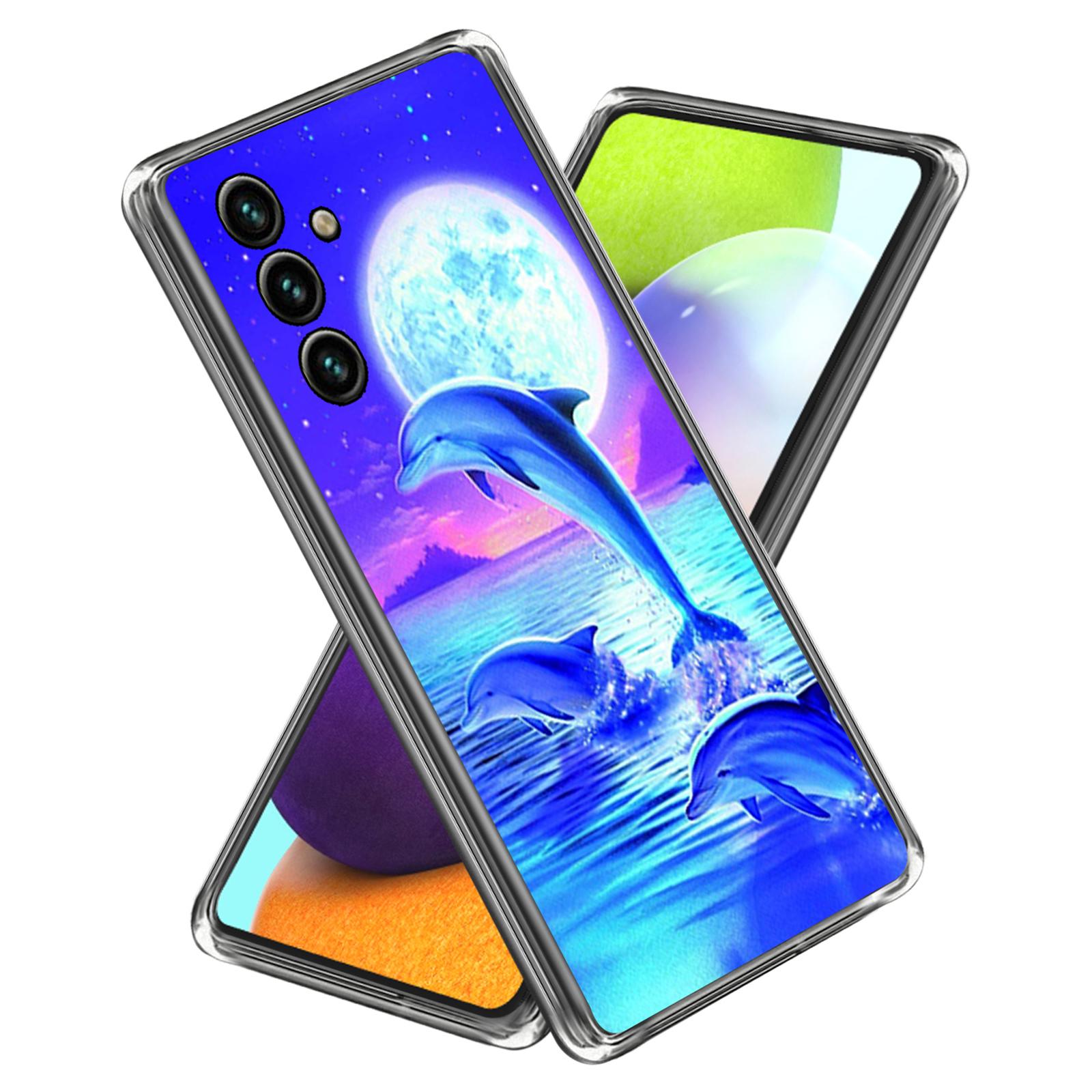 

Мягкий ТПУ чехол для Samsung Galaxy A34 5G Защитный чехол Печать с узором IMD Чехол для телефона Dolphins