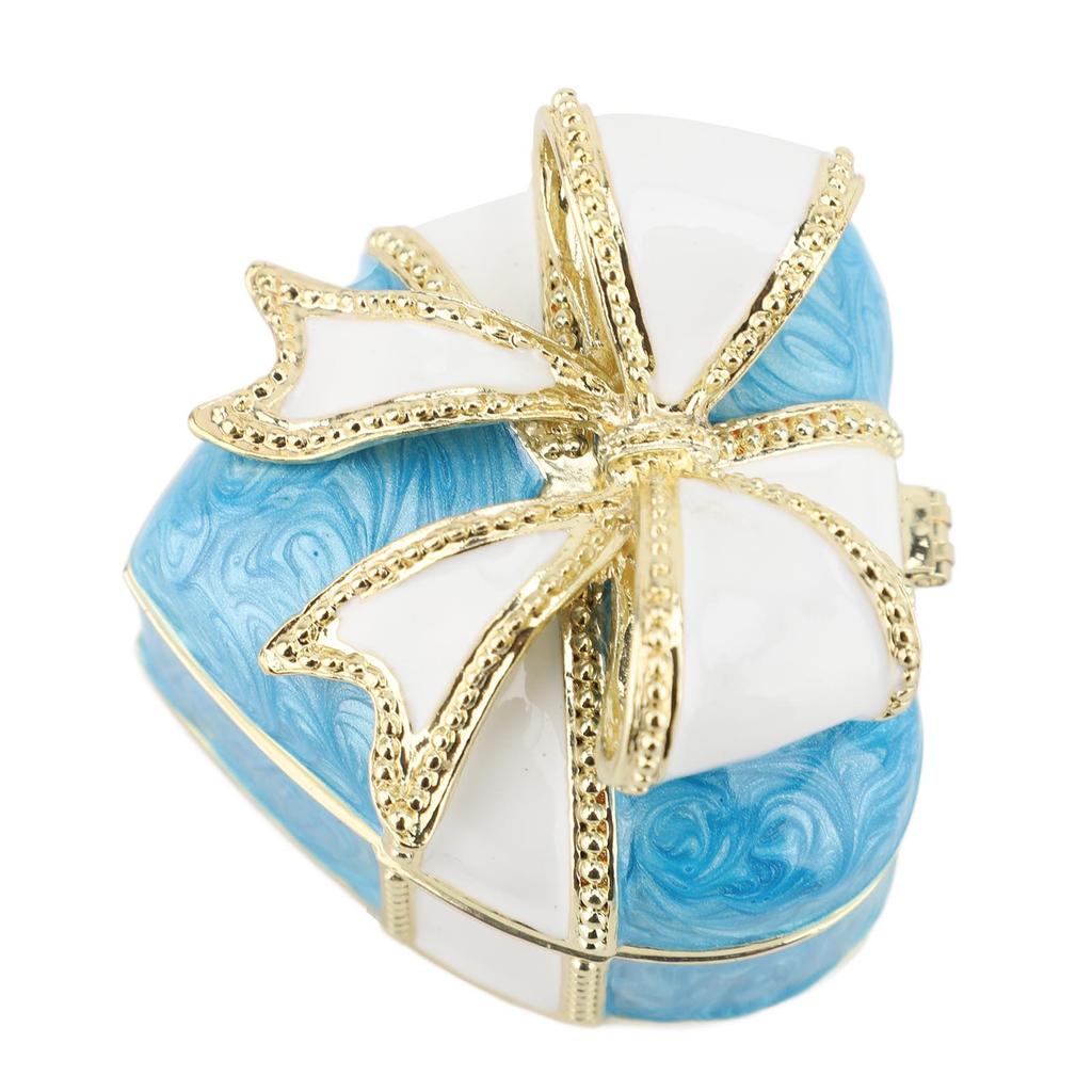 Heart Bow Knot Jewelry Trinket Box Vintage Enamel Jewelry Box Organizer Decorative Ornament Craft