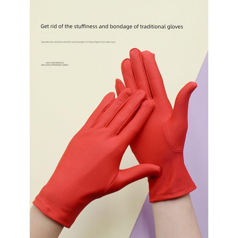 Men's and Women's White Etiquette Gloves Thin Elastic Jewelry Dance Photography Hotel Western Restaurant Emcee Summer Sun Protection Buddha Worship