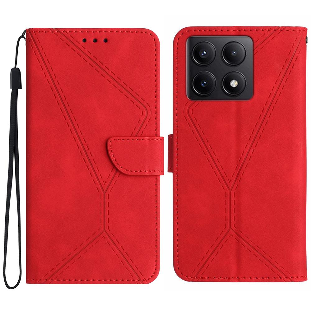 HT05 For Xiaomi 14T Pro Case Skin-Touch Lines PU Leather Flip Phone Cover