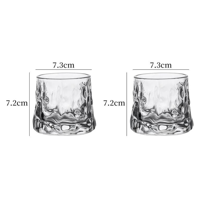 2pcs 3pcs Irregular Whiskey Glass 160ml Spinning Cup Rotating Beer Brandy Cocktail Drinking Tumbler Down Glass Wine Cups