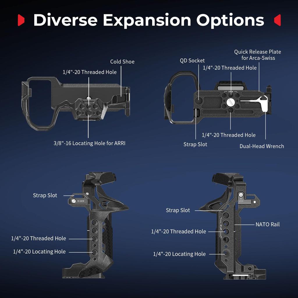 SmallRig Black Mamba Camera Cage for Panasonic G9 II S5 II S5 IIX S1R II S1 II S1 IIE with Quick Release Cold Shoe Strap and Threads / / / / /