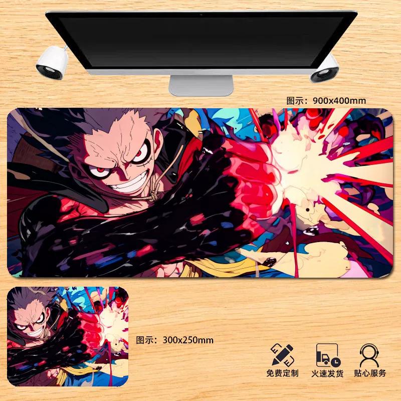 Japanese Anime ONE PIECE Leather Mouse Pad Oversized Boys Animation E-sports Game Keyboard Pad Monkey D. Luffy Computer Desk Pad Non-slip Mouse Pad