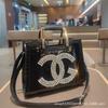 Luxury Genuine Leather Tote Bag Women Fashionable With Rhinestones Sequins Chain Large Capacity Soft