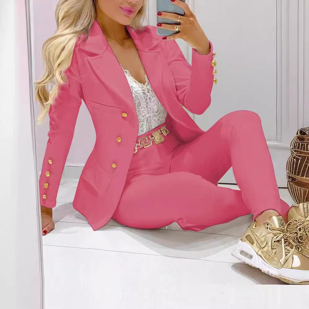 Women's Autumn Clothes Two Piece Set Female Coats and Pants Fashion Versatile Casual Long Sleeve Jacket and Trousers Suit