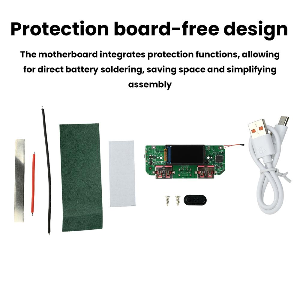 Portable Power Bank DIY Kit 22.5W Bidirectional Fast Charging Power Bank Mainboard TFT Color Display Battery Case Battery Shell