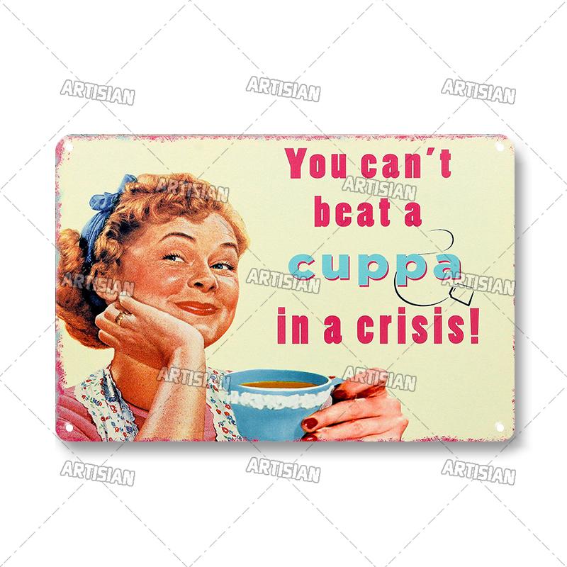 Vintage Coffee Metal Tin Sign Decorative Plate Retro Tea Time Metal Poster Home Bar Cafe Indutrial Decor Old Wall Metal Signs