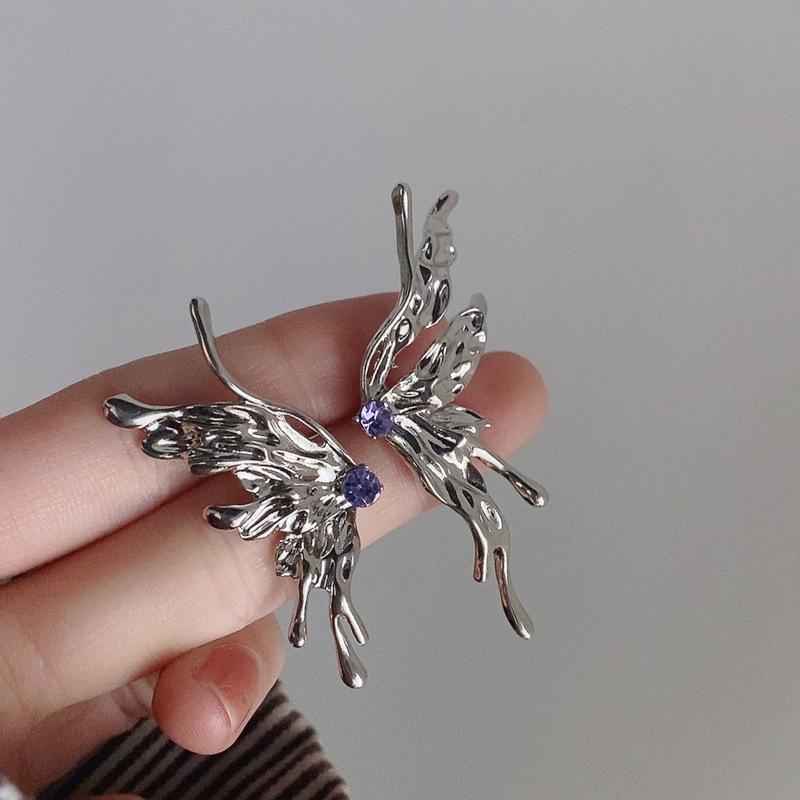 Gümüş Rengi Metal Geometrik Kulak Kıkırdağı Klipsli Küpe Deliksiz Akrilik Püsküllü Kolye Kadınlar İçin Kişilikli Kızlar Parti Takısı