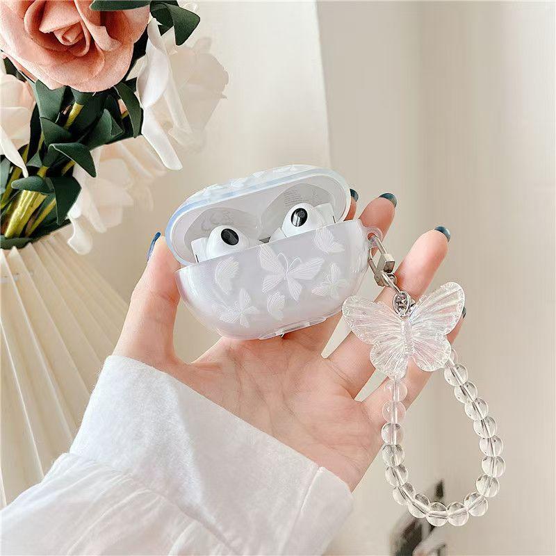 White Butterfly Case Pendant Bracelet Chain For HUAWEI FreeBuds 7i Wireless Earphone Protective Cover For FreeBuds 7i Box