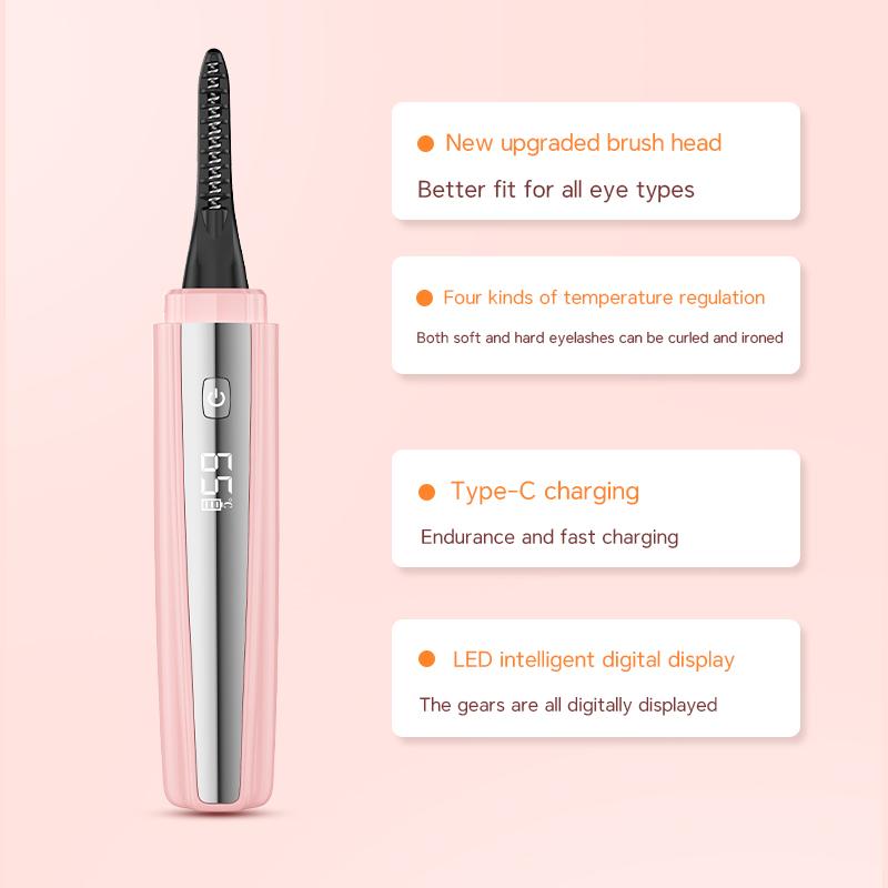 Heated Eyelash Curler,Fast 5s Heat-Up, USB Rechargeable Electric Eyelash Curler, LED Display, Anti-Burn, 24H Long-Lasting Curl, Perfect Gift for Women