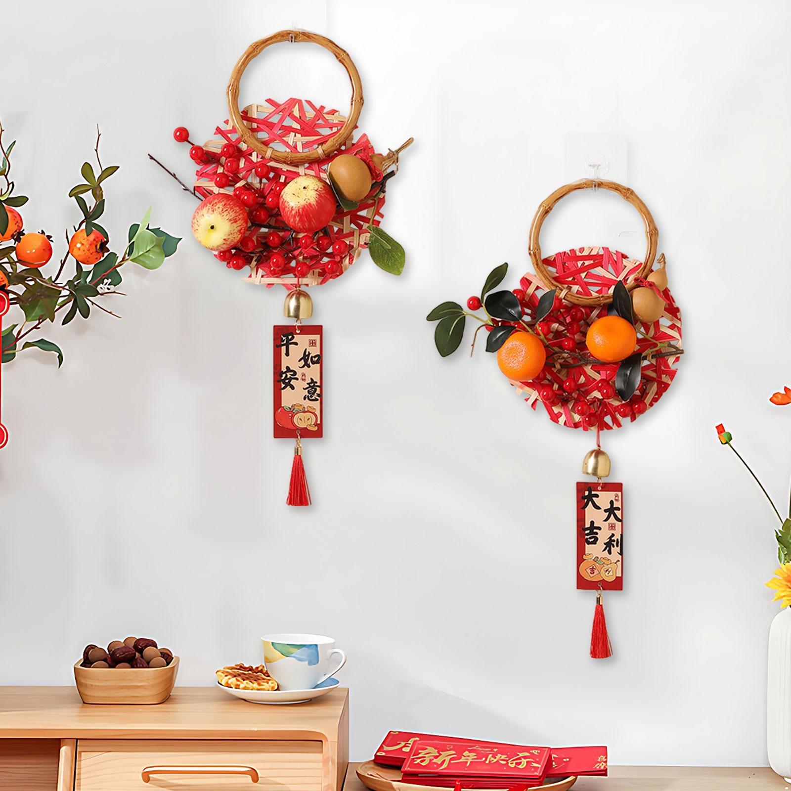 

2Pcs 2026 Chinese Lunar Year Hanging Decoration Blessing Words Height 47cm Spring Festival for Living Room Accessory Lightweight