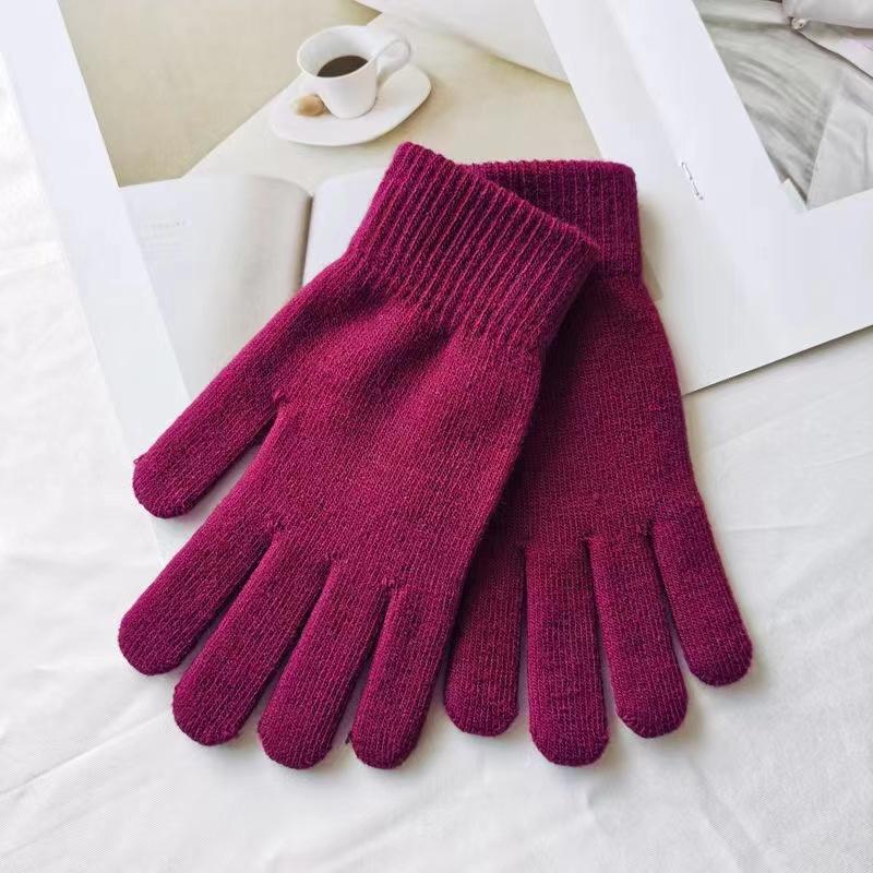 

Женские перчатки вязаные однотонные осенне-зимние утеплители для рук с утолщенной подкладкой для катания на лыжах короткие женские варежки с полными пальцами one size красный