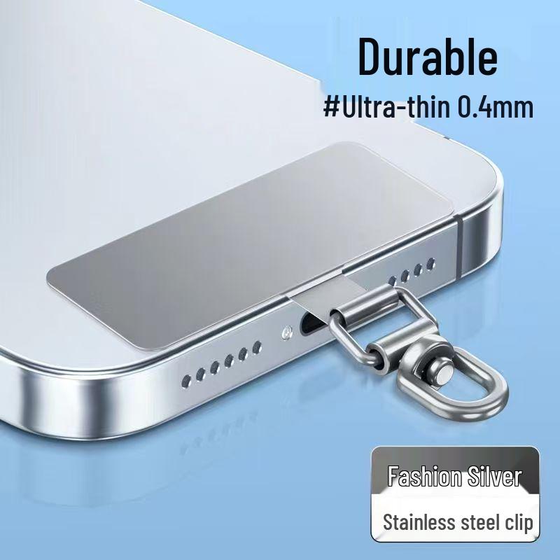 Ultra-thin 360° Rotating Stainless Steel Phone Lanyard Clip with Anti-Lost Universal Back Sticker
