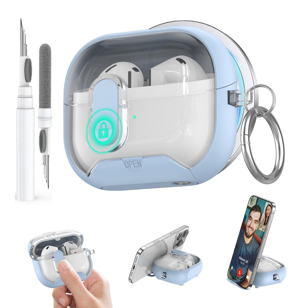 Secure Lock Case for Samsung Galaxy Buds 3/3Pro Case with Phone Stand Protective Case with Cleaner Kit for Samsung Galaxy Buds 3