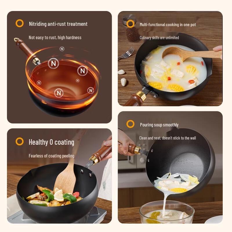 St. Bud 24cm Uncoated Cast Iron Stir-fry & Stew Pot with Lid