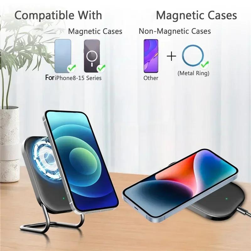 Magnetic Wireless Charger Stand Pad 30W Induction Fast Charging Station Holder for iPhone 16 15 14 Samsung S24 S23 Note Xiaomi