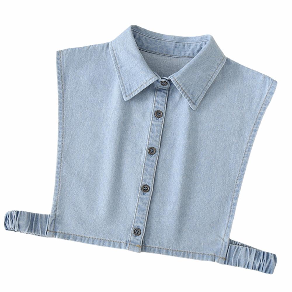 

Cotton Denim Fake Collar Blue Half Shirt Fashion False Collar Women XL