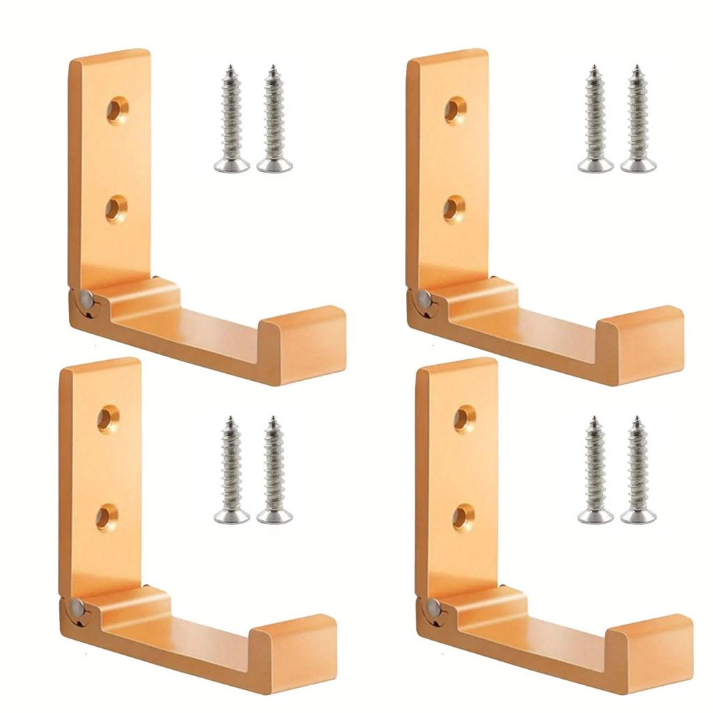 4pcs Heavy-Duty Aluminum Alloy Folding Coat Hooks - Wall Mounted, Rust Resistant Folding Hooks for Hanging Coats Towels Hats Bag