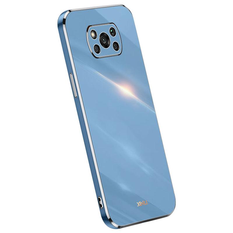 

XINLI Чехол для телефона для Xiaomi Poco X3/X3 Pro/X3 NFC, Ударопрочный Гальванизированный Золотой Край ТПУ Защитная Задняя Крышка Blue