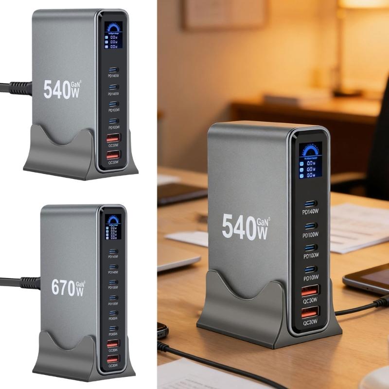 Multiple Port USB C Charger Station 140W PD3.1 Fast Charging Hub With Intelligent Power Allocation For Office Gaming Setup