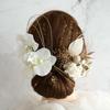 Ornament Specialty Shop Hair Ornament for and Japanese Dried Flowers with Gold Leaf and White Phalaenopsis [Hair Bria] Coming-of-Age Ceremonies,