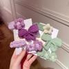 4Pcs Cute Knit Bb Hair Clips, Handmade Flower Border Clips,Bow Bang Clips For Kids,Suitable For Chrismas Festival Celebration