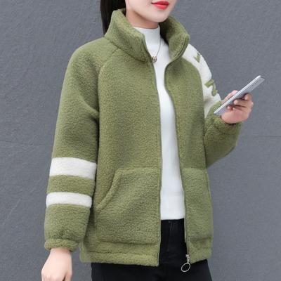 Thickened Imitation Lamb Velvet Cotton Coat for Women, Autumn and Winter Fashion New Versatile Letter Embroidered Cotton Coat for Women