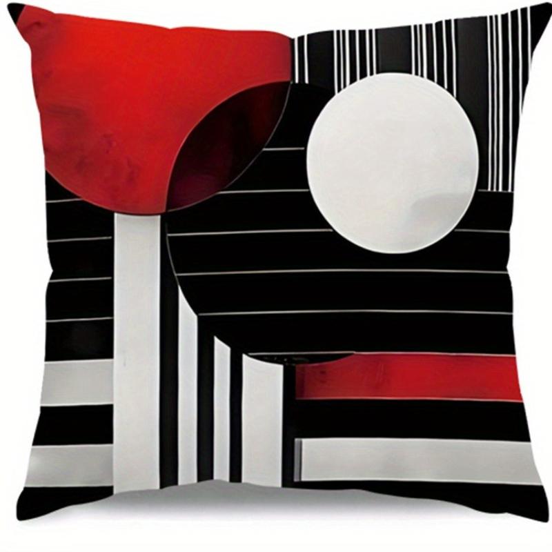 Federa per Cuscino a Strisce Geometriche Astratte Rosso Bianco Nero Federa Decorativa per Cuscino Decorazioni Moderne Artistiche per la Casa Divano Letto Stanza