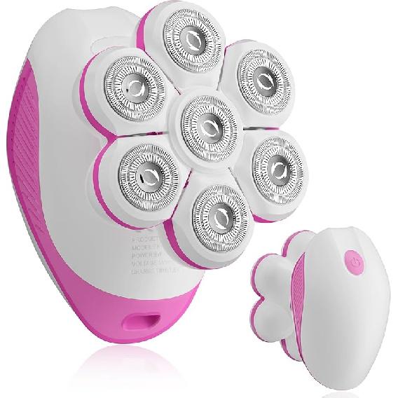 Электробритва 7D для женщин: Электробритва для всего тела для ног и лица – Водонепроницаемая для влажного/сухого использования со светодиодной подсветкой и дорожным чехлом – Гладкое бритье бикини