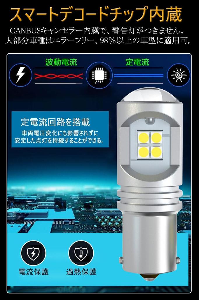 S25 LED Single Yellow Explosive Light S25 LED Back Lamp with Built-in Canceller, Amber,