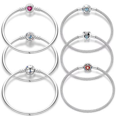 S925 Silver Heart Claw Star Moon Bracelet 17-20CM Cute DIY Charms Jewelry Gift For Women Birthday