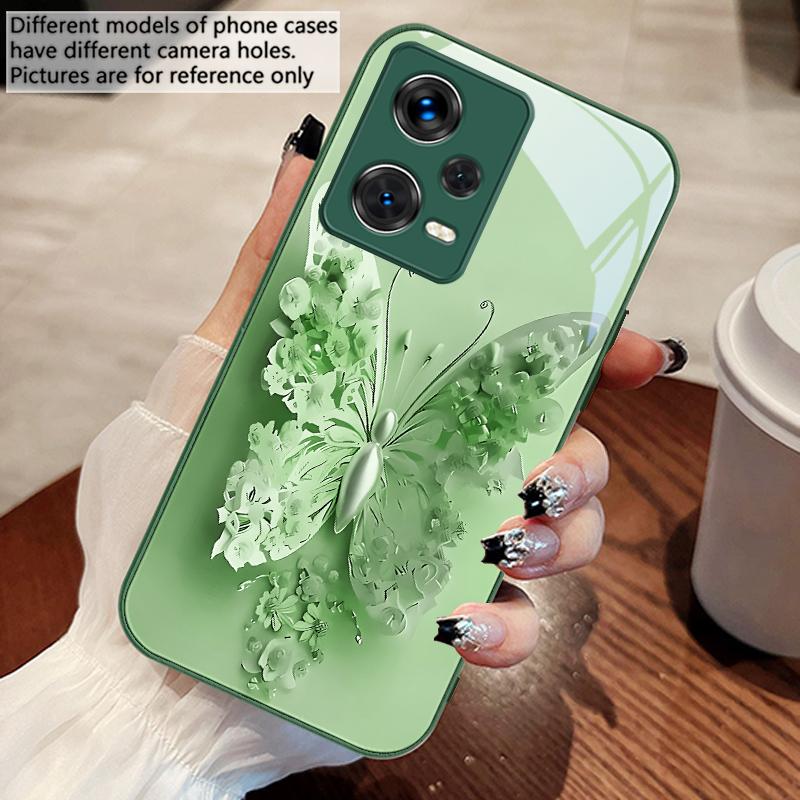 Green Flower Butterfly For Xiaomi Poco M4 X7 F7 Ultra x7pro F7 F6 X6 Pro F5 F4 X5 X3 F3 X2 F4 GT M3 X4 GT Tempered Phone Case