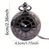 Vintage Charm Black Unisex Fashion Roman Number Quartz Steampunk Pocket Watch Women Man Necklace Pendant with Chain Gift